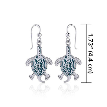 Aboriginal Turtle Silver Earrings TER1561 - Jewelry